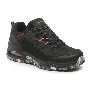 Czarne buty trekkingowe Skechers z płaską podeszwą sznurowane