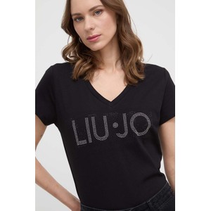 T-shirt Liu-Jo z dekoltem w kształcie litery v z bawełny