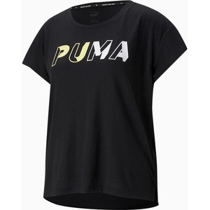 Czarny t-shirt Puma z okrągłym dekoltem w sportowym stylu z krótkim rękawem