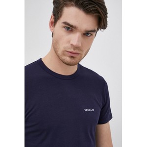 Granatowy t-shirt Versace z krótkim rękawem