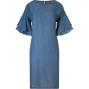 Niebieska sukienka Cl z okrągłym dekoltem z krótkim rękawem