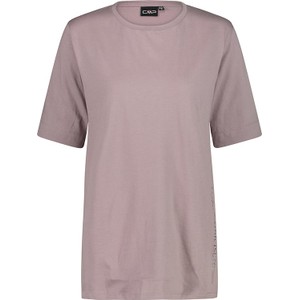 Różowy t-shirt CMP z okrągłym dekoltem w stylu casual z bawełny