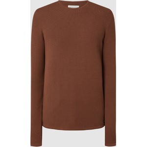 Brązowy sweter Tom Tailor Denim z okrągłym dekoltem z bawełny w stylu casual