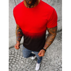 Czerwony t-shirt Ozonee z krótkim rękawem z bawełny