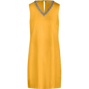 Żółta sukienka Mint & Mia bez rękawów z lnu mini