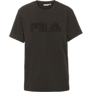 Czarny t-shirt Fila z okrągłym dekoltem w sportowym stylu z bawełny