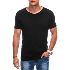 Czarny t-shirt Edoti z krótkim rękawem z bawełny