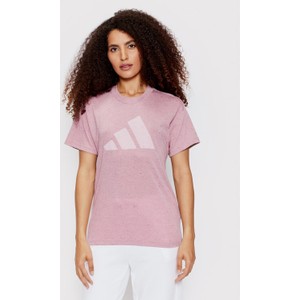 Różowy t-shirt Adidas z krótkim rękawem
