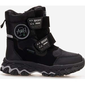 Czarne buty dziecięce zimowe Zapatos na rzepy dla chłopców
