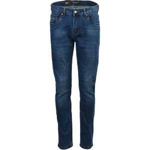 Granatowe jeansy Pako Jeans z jeansu w stylu casual