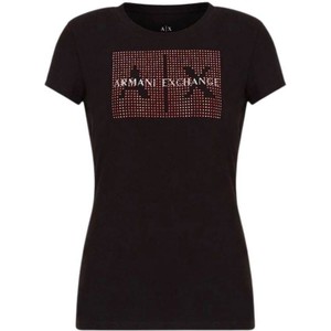 T-shirt Armani Exchange w młodzieżowym stylu z okrągłym dekoltem