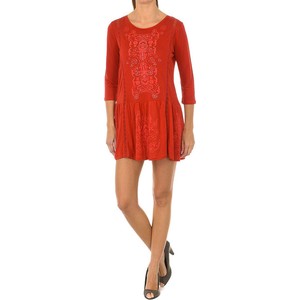 Czerwona sukienka Desigual mini z długim rękawem