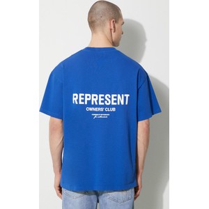 Niebieski t-shirt Represent z bawełny w młodzieżowym stylu z nadrukiem