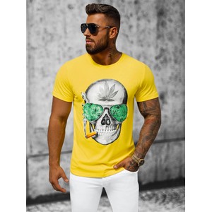 Żółty t-shirt Ozonee z nadrukiem w młodzieżowym stylu