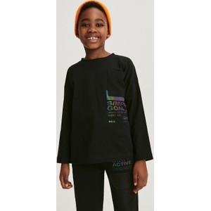 Czarna koszulka dziecięca Reserved z długim rękawem