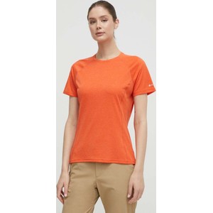 Pomarańczowa bluzka answear.com w stylu casual z okrągłym dekoltem z krótkim rękawem
