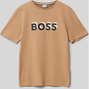 Brązowa koszulka dziecięca Hugo Boss z wełny