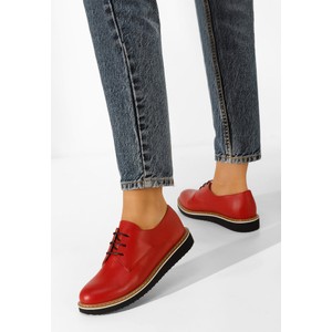 Czerwone półbuty Zapatos ze skóry w stylu casual sznurowane