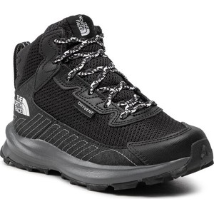 Czarne buty trekkingowe dziecięce The North Face sznurowane dla chłopców