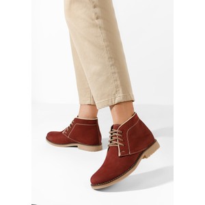 Czerwone półbuty Zapatos w stylu casual z płaską podeszwą z zamszu