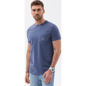 Niebieski t-shirt Ombre z krótkim rękawem z bawełny