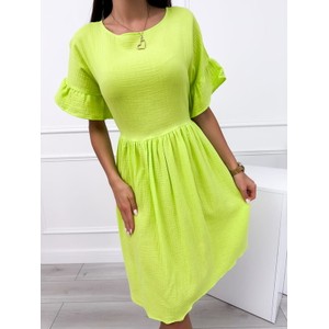 Zielona sukienka ModnaKiecka.pl mini oversize z krótkim rękawem