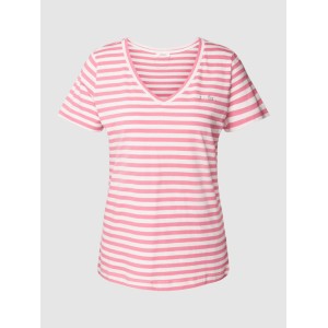 Różowy t-shirt S.Oliver z krótkim rękawem w stylu casual z okrągłym dekoltem