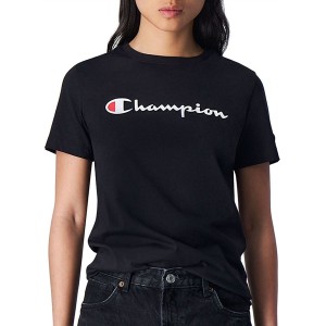 Czarny t-shirt Champion z bawełny z okrągłym dekoltem w stylu klasycznym