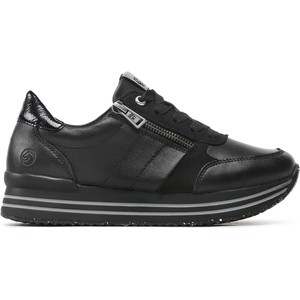 Czarne buty sportowe Remonte w sportowym stylu sznurowane