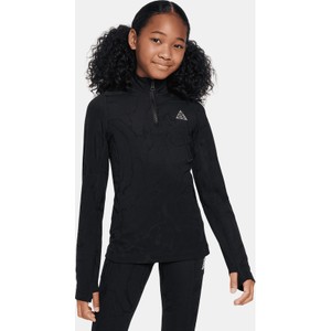 Czarna bluzka dziecięca Nike dla dziewczynek z długim rękawem