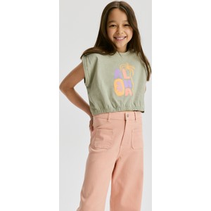 Zielona bluzka dziecięca Reserved dla dziewczynek z bawełny