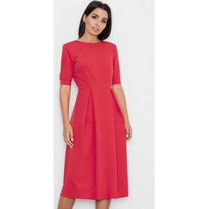 Czerwona sukienka Figl z krótkim rękawem midi
