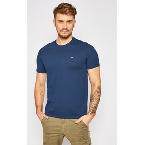 Niebieski t-shirt Levis w stylu casual z krótkim rękawem