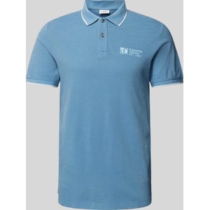 Niebieska koszulka polo S.Oliver z bawełny z krótkim rękawem w stylu casual