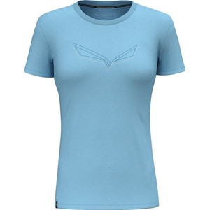 Niebieski t-shirt Salewa z krótkim rękawem w sportowym stylu z okrągłym dekoltem