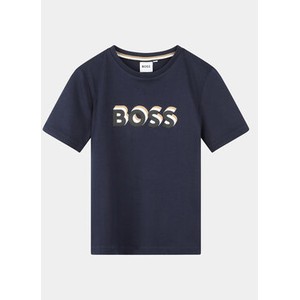 Granatowa koszulka dziecięca Hugo Boss dla chłopców z krótkim rękawem