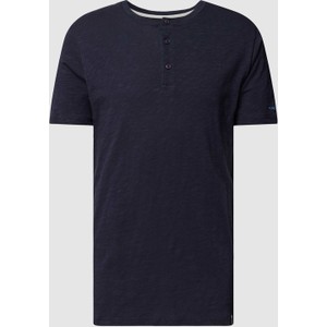 Granatowy t-shirt Fynch Hatton z bawełny z krótkim rękawem