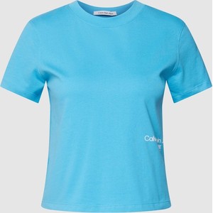 Niebieska bluzka Calvin Klein w stylu casual z krótkim rękawem