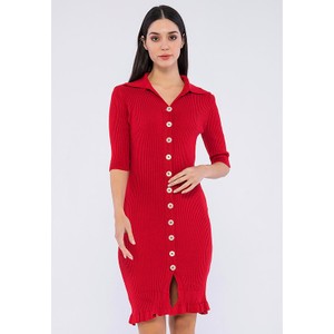 Czerwona sukienka Giorgio Di Mare z długim rękawem mini