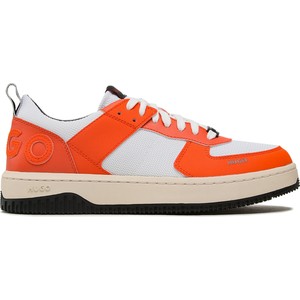 Pomarańczowe buty sportowe Hugo Boss z tkaniny sznurowane