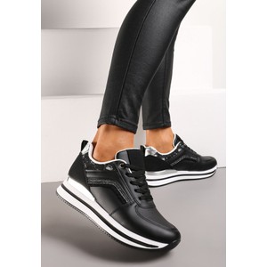 Czarne buty sportowe Renee w sportowym stylu z płaską podeszwą sznurowane