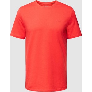 Czerwony t-shirt S.Oliver w stylu casual z bawełny z nadrukiem