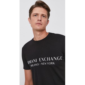 Czarny t-shirt Armani Exchange z nadrukiem z bawełny