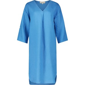 Niebieska sukienka Cartoon w stylu casual z lnu