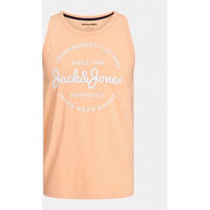 Pomarańczowy t-shirt Jack & Jones w młodzieżowym stylu