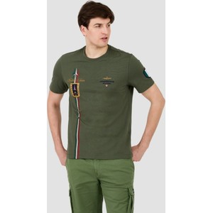 Zielony t-shirt Aeronautica Militare w stylu casual z krótkim rękawem