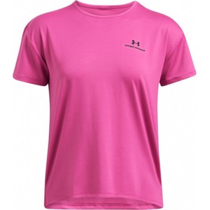 Różowy t-shirt Under Armour z okrągłym dekoltem w sportowym stylu z krótkim rękawem
