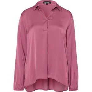 Różowa bluzka More & More z dekoltem w kształcie litery v z satyny