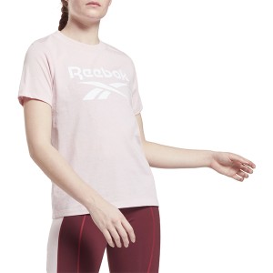 Różowy t-shirt Reebok z krótkim rękawem z bawełny