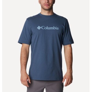 Niebieski t-shirt Columbia w sportowym stylu z krótkim rękawem